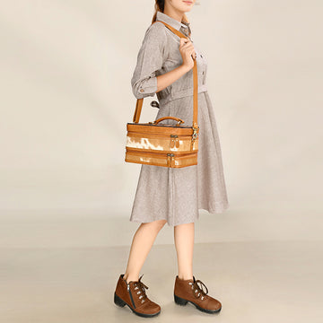 American Darling Jewelry Case Hand Tooled Hair On Genuine Leather Women Bag Western Handbag Purse |